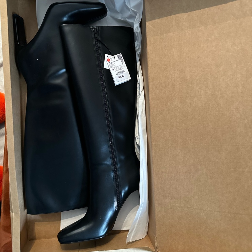 Zara knee high black boots